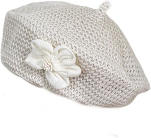 Women's Summer Crochet Straw Beret Handmade Cutout Floral Beanie Hat Artist Painter Cap in Kuwait