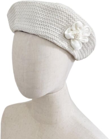 Women's Summer Crochet Straw Beret Handmade Cutout Floral Beanie Hat Artist Painter Cap in Kuwait