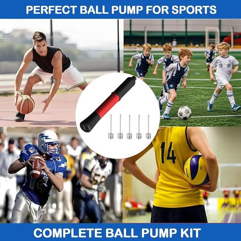 Ball Pump with Needle Storage(Never Lose Pin) Basketball Pump with 5 Needles and Extendable Cable, Soccer Football Pumps, Volleyball Pump Rugby Ball Inflator - Great for All Balls in Saudi Arabia