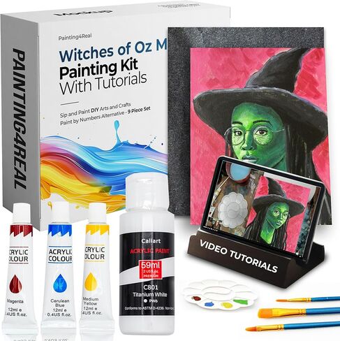 Painting4Real DIY Painting Kits for Adults and Kids with Video Tutorials: Learn to Paint Cherries – How to Paint with Acrylic Paint Kit – Painting & Art Supplies Kit – 9 Piece Acrylic Paint Set in Saudi Arabia