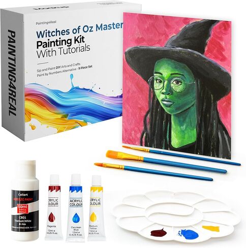Painting4Real DIY Painting Kits for Adults and Kids with Video Tutorials: Learn to Paint Cherries – How to Paint with Acrylic Paint Kit – Painting & Art Supplies Kit – 9 Piece Acrylic Paint Set in Saudi Arabia