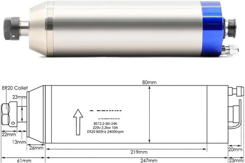2.2kw ER20 D80 Water-Cooled Spindle Motor kit 2.2KW(800Hz,220v Fast) in Saudi Arabia