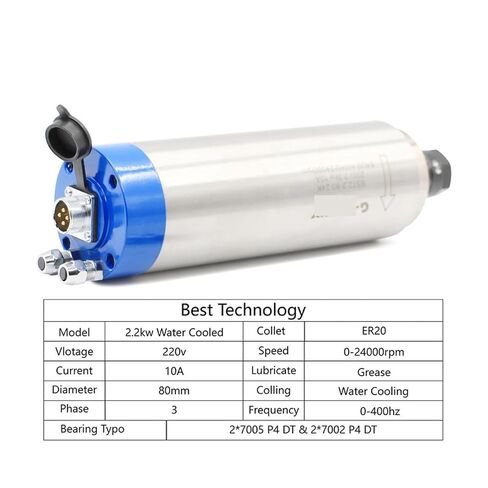 220 فولت 2.2 كيلو وات ER20 مجموعة مغزل مبرد المياه 4 محامل و 2.2 كيلو وات العاكس VFD و 80 مم و 75 واط مضخة المياه (محمل كرة سيراميك) in Kuwait