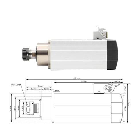 220 فولت 2.2 كيلو واط ER25 الهواء المبرد من المغزل الخشبي 4pcs محامل كرة سيراميك 0.01 ملم و 2.2 كيلو واط VFD/العاكس (380 فولت) in Kuwait