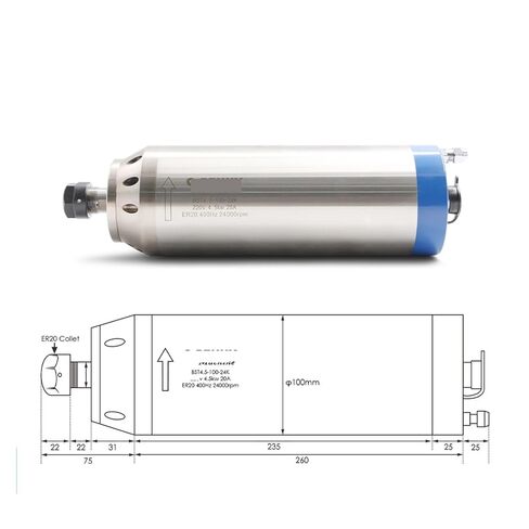 4.5kw ER20 D100MM ماء مبرد 380V 220V 400Hz محرك الخزانة المحرك (220 فولت) in Kuwait