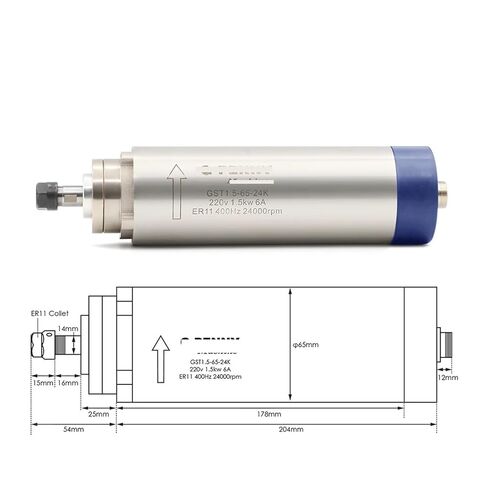 1.5kw ER11 محرك مغزل مبرد بالهواء 4 محامل 1.5kw Ql العاكس VFD (220 فولت) in Kuwait