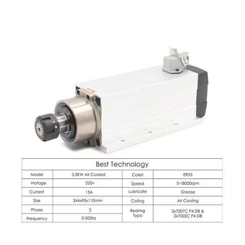 3.5kW ER25 الهواء المبرد المغزل CNC محرك 4 محامل الكرة السيراميك 220V / 380V و 3.7KW VFD / العاكس (220 فولت) in Kuwait