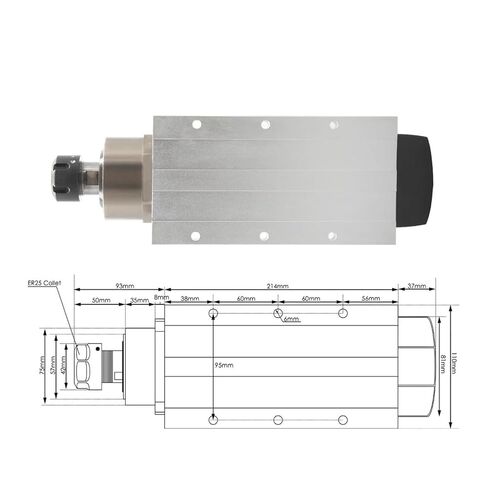 3.5kW ER25 الهواء المبرد المغزل CNC محرك 4 محامل الكرة السيراميك 220V / 380V و 3.7KW VFD / العاكس (220 فولت) in Kuwait