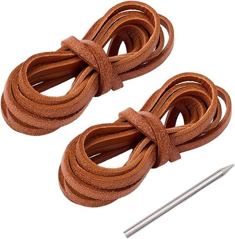 GORGECRAFT 4M Catchers Mitt Lace Cowhide Leather Brown Portable Sport Baseball Softball Glove Repair Flat Laces Kit with Stainless Steel Lacing Needle for Catchers Gloves Athletes Supplies in Saudi Arabia
