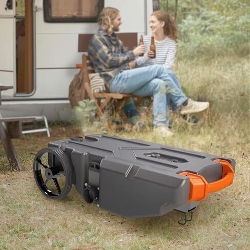 يتميز Camco Rhino 15 Gallon RV Tote-يتميز بعجلات كبيرة بدون طمث وثقب صرف منخفض-محول سحب من الصلب القابل للإزالة ، وتجهيزات الصرف الصحي 3 'ومزيد من الملحقات RV (39000) in Saudi Arabia