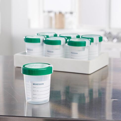 McKesson Specimen Container, Sterile, Translucent, Screw Cap, Leak-Resistant Lid, 4 oz / 120 mL, 1 Count in Saudi Arabia