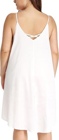 Women's Plus Size Silk Nightgown Sleeveless Chemise Slip Lingerie Sleepwear with Floral Neckline in Kuwait