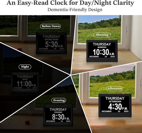 7'' Dementia Clock For Seniors, Large Display Digital Clock With Date, Time, Day Of Week for Elderly, Alzheimer, 1024*600P HD, 10 Reminders & 6 Alarms, Auto Dimming & DST, Remote Control, Brown in Saudi Arabia