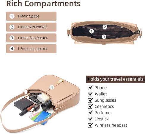 Prettyzys Crescent Shoulder Bag for Women, Vintage Retro Vegan Leather Clutch Tote Handbags Crossbody Bags Handbag for Women in Kuwait