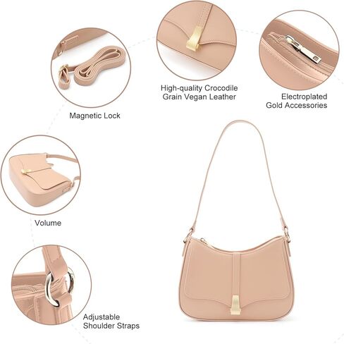 Prettyzys Crescent Shoulder Bag for Women, Vintage Retro Vegan Leather Clutch Tote Handbags Crossbody Bags Handbag for Women in Kuwait