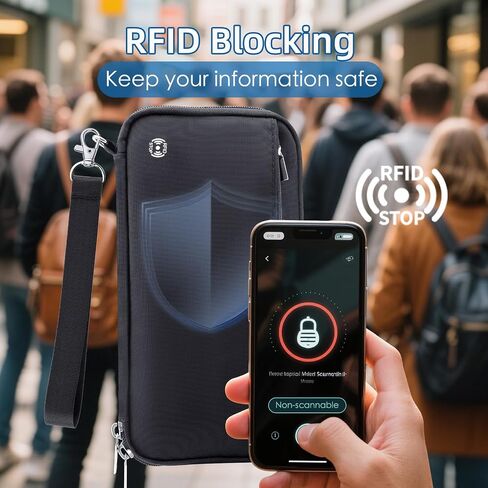 حامل جواز السفر لعائلة السفر ، محفظة حظر RFID ومنظم الوثيقة لـ 10 جوازات سفر ، للبطاقات ، تمريرات الصعود إلى الصعود ، والمال ، والتذاكر مع Zipper ، و Travel Essentials (Black) in Saudi Arabia