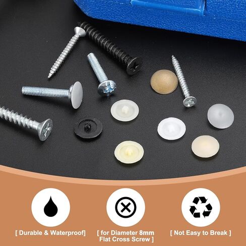 أغطية المسمار Uxcell ، 108pcs 12mm-أغطية غطاء المسمار ذات الذات البلاستيكية ، قابس ثقب الغطاء الزخرفي للقطر 7-8 ملم مسطح فيليبس مسطح (أسود) in Saudi Arabia