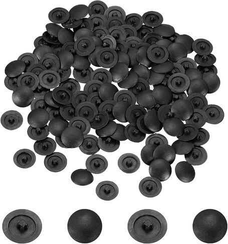 uxcell Screw Caps, 108Pcs 12mm - Plastic Self-Tapping Screw Cap Covers, Decorative Cover Hole Plug for Diameter 7-8mm Flat Phillips Screw (Black) in Saudi Arabia