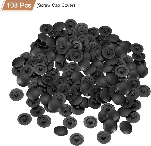 uxcell Screw Caps, 108Pcs 12mm - Plastic Self-Tapping Screw Cap Covers, Decorative Cover Hole Plug for Diameter 7-8mm Flat Phillips Screw (Black) in Saudi Arabia