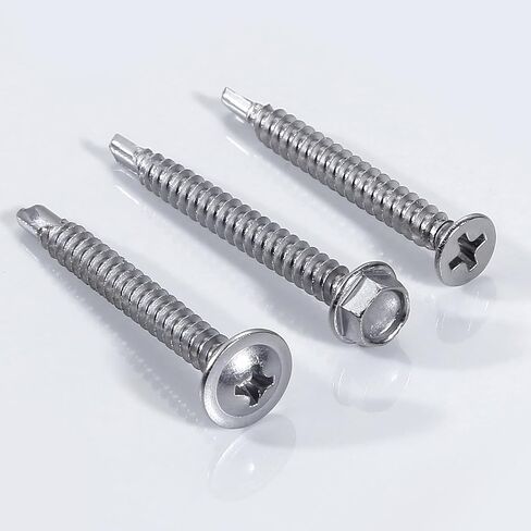 440 Pcs 410 Stainless Steel Sheet Metal Self-Tapping Screws Combination Set with Flat Head, Large Flat Head and Hexagon Head Screws in Saudi Arabia