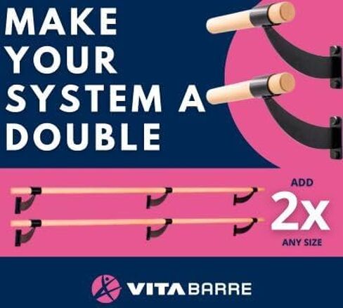 VITA Barre Wall-Mounted Single Ballet Barre, Classic WB15, Wood | Fixed Height, Made in USA, Home, Studio or Gym Exercise Equipment for Kids & Adults | Dance, Fitness, Pilates in Saudi Arabia