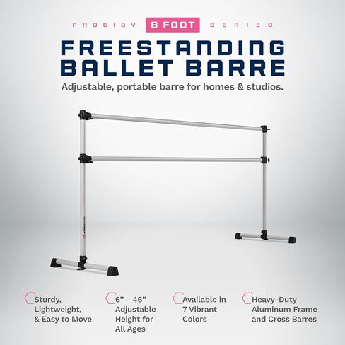 VITA Barre Portable Freestanding Double Ballet Barre, Prodigy, Aluminum | Adjustable Height, USA Made, Home or Gym Exercise Equipment for Kids & Adults | Dance, Fitness, Pilates in Saudi Arabia