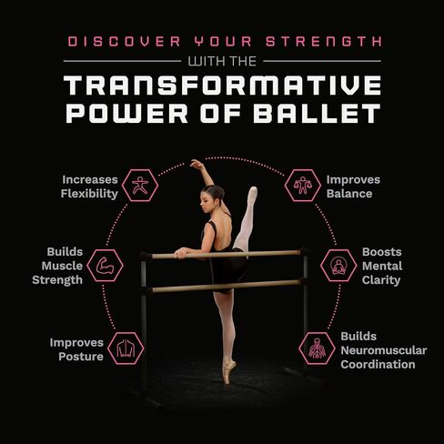 VITA Barre Portable Freestanding Double Ballet Barre, Prodigy, Aluminum | Adjustable Height, USA Made, Home or Gym Exercise Equipment for Kids & Adults | Dance, Fitness, Pilates in Saudi Arabia
