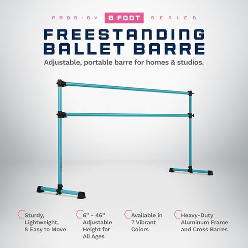 VITA Barre Portable Freestanding Double Ballet Barre, Prodigy, Aluminum | Adjustable Height, USA Made, Home or Gym Exercise Equipment for Kids & Adults | Dance, Fitness, Pilates in Saudi Arabia