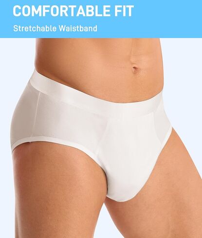 Men's Incontinence Underwear, Washable Leakproof Protective Briefs with Absorbent Pad 3 Pack (White, Medium) in Saudi Arabia