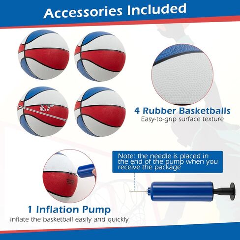 GYMAX Arcade Basketball Game Indoor Foldable with 8 Game Modes, Arcade Sound, 4 Balls and Inflation Pump, Electronic Basketball Games for All Ages Home in Saudi Arabia