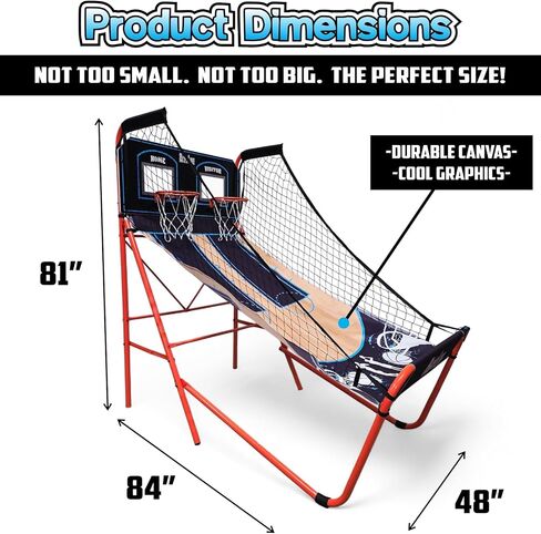 PartyLife 2-Player Basketball Arcade Game w/Optional LED Lights | Electronic Scoring | 5 Balls, 1 Pump, 8 Games | Folding Design | Heavy-Duty Steel Frame | Fun for Everyone - Choose Your Model in Saudi Arabia
