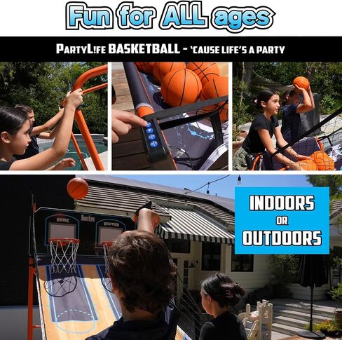 PartyLife 2-Player Basketball Arcade Game w/Optional LED Lights | Electronic Scoring | 5 Balls, 1 Pump, 8 Games | Folding Design | Heavy-Duty Steel Frame | Fun for Everyone - Choose Your Model in Saudi Arabia