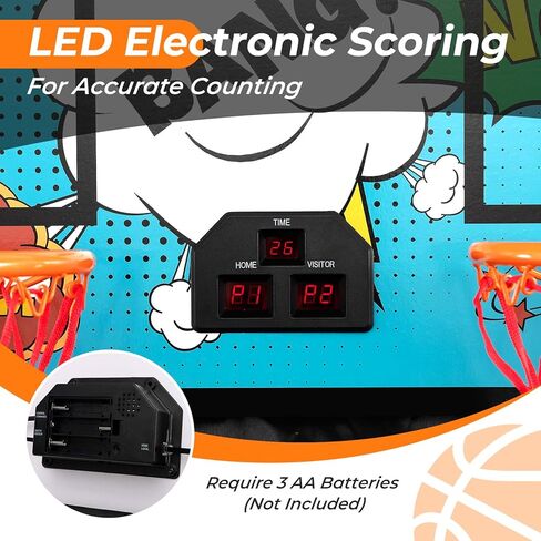 GYMAX Arcade Basketball Game Indoor Foldable with 8 Game Modes, Arcade Sound, 4 Balls and Inflation Pump, Electronic Basketball Games for All Ages Home in Saudi Arabia