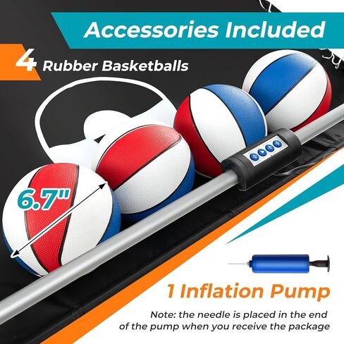 GYMAX Arcade Basketball Game Indoor Foldable with 8 Game Modes, Arcade Sound, 4 Balls and Inflation Pump, Electronic Basketball Games for All Ages Home in Saudi Arabia