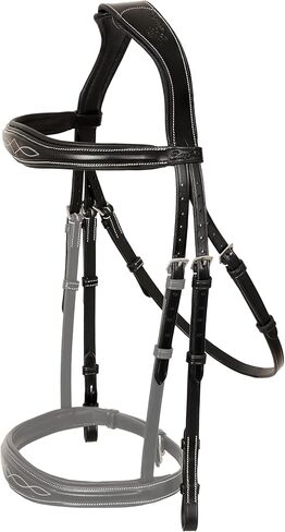 Exion Hunter Anatomic English Bridle for Horses with Rubber Reins | Premium Leather Designer Raised Padded Bridle | Show, Jumping & Training Bridle | Black & Brown | Full, Cob, Over Sizes in Kuwait