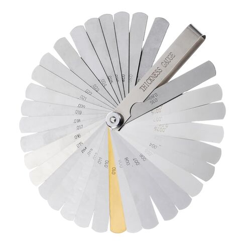Feeler Gauge Set Stainless Steel Thickness Gauges 32 Blades 0.04-0.88 Mm (0.0015-0.035 Inch) Dual Marked Metric and Imperial Measuring Tools for Valves Measuring Gap Widths and Thicknesses(Straight) in Saudi Arabia