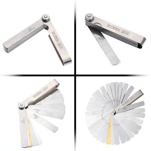 Feeler Gauge Set Stainless Steel Thickness Gauges 32 Blades 0.04-0.88 Mm (0.0015-0.035 Inch) Dual Marked Metric and Imperial Measuring Tools for Valves Measuring Gap Widths and Thicknesses(Straight) in Saudi Arabia
