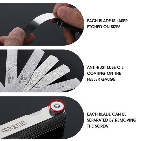 Feeler Gauge Set Stainless Steel Thickness Gauges 32 Blades 0.04-0.88 Mm (0.0015-0.035 Inch) Dual Marked Metric and Imperial Measuring Tools for Valves Measuring Gap Widths and Thicknesses(Straight) in Saudi Arabia