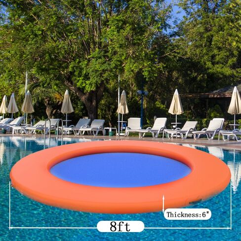 8x6 Ft Inflatable Floating Dock – Heavy Duty Water Platform for Pool & Lake, Waterproof, Durable, Portable Raft for Relaxing, Tanning, Parties, 7" Thick, Perfect for Adults in Saudi Arabia