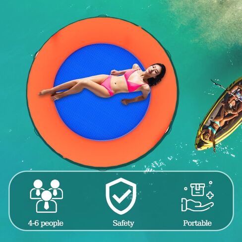 8x6 Ft Inflatable Floating Dock – Heavy Duty Water Platform for Pool & Lake, Waterproof, Durable, Portable Raft for Relaxing, Tanning, Parties, 7" Thick, Perfect for Adults in Saudi Arabia