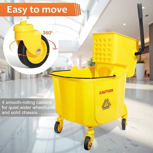 Beyoco التجاري الثقيل MOP MOP قطنية الصناعية مع مقبض طويل ، سلسلة من اللحم المبللة المبللة للمنزل ، المرآب ، المكتب ، ورشة العمل ، تنظيف أرضية المستودعات ، 2 عبوة ، أصفر in Kuwait