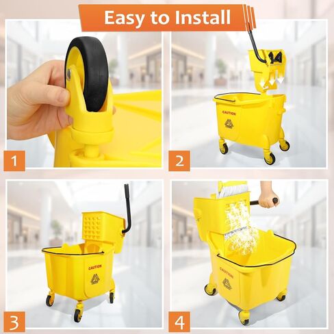 Beyoco التجاري الثقيل MOP MOP قطنية الصناعية مع مقبض طويل ، سلسلة من اللحم المبللة المبللة للمنزل ، المرآب ، المكتب ، ورشة العمل ، تنظيف أرضية المستودعات ، 2 عبوة ، أصفر in Kuwait