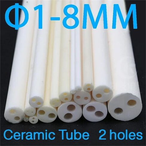 95% Alumina Ceramic Tube - High Temperature Insulation, 2-Hole Design, OD 1-8mm(8x2x100 (1pcs)) in Kuwait