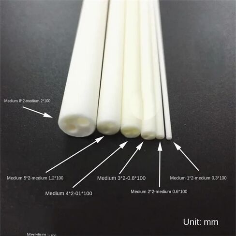 95% Alumina Ceramic Tube - High Temperature Insulation, 2-Hole Design, OD 1-8mm(8x2x100 (1pcs)) in Kuwait
