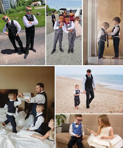 Boys Suit Slim Fit Suit for Kids Formal Outfits Vest Suit 6 Pcs Wedding Ring Bearer Suits Set in Saudi Arabia