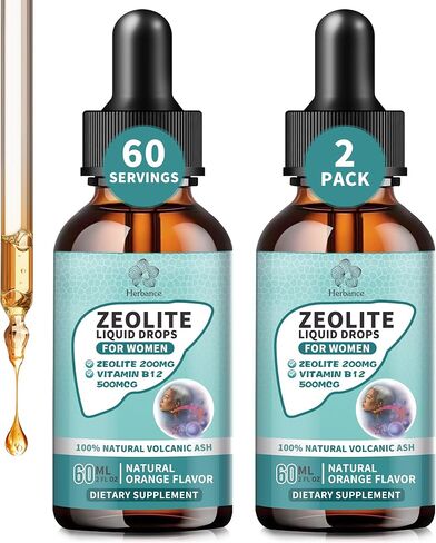 Zeolite Drops for Women - Clinoptilolite Zeolite Liquid Drops with Vitamin B12 & D3 - Immune Health, Natural Metabolism, Energy & Clear Skin - 30 Day Vegan Supply in Saudi Arabia