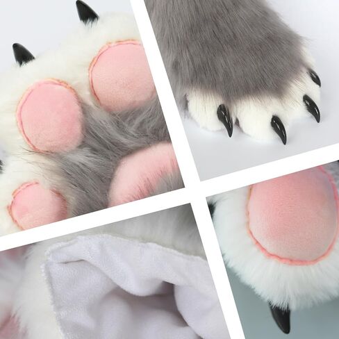 Blue Therian Paws Comfy Furry Paws Faux Fur Fursuit Paws, Fluffy Therian Stuff Therian Gear Therian Clothes, Cute Cat Paw Gloves Therian Gloves with Claws, Fox Paws Wolf Paws, Cosplay Furry Costume in Saudi Arabia