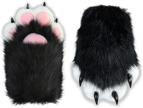 Blue Therian Paws Comfy Furry Paws Faux Fur Fursuit Paws, Fluffy Therian Stuff Therian Gear Therian Clothes, Cute Cat Paw Gloves Therian Gloves with Claws, Fox Paws Wolf Paws, Cosplay Furry Costume in Saudi Arabia