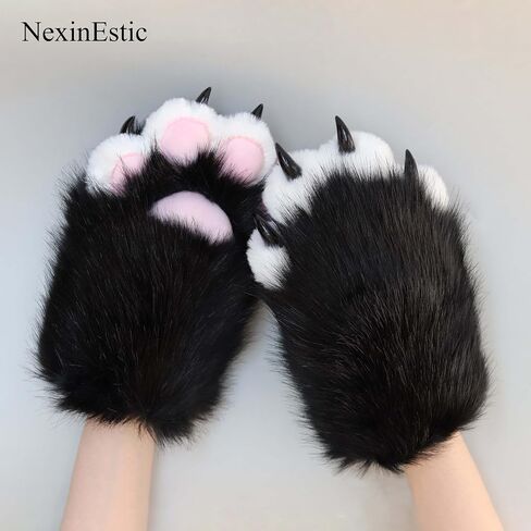 Blue Therian Paws Comfy Furry Paws Faux Fur Fursuit Paws, Fluffy Therian Stuff Therian Gear Therian Clothes, Cute Cat Paw Gloves Therian Gloves with Claws, Fox Paws Wolf Paws, Cosplay Furry Costume in Saudi Arabia