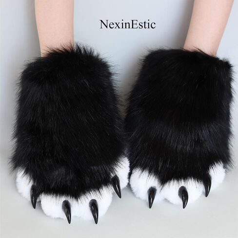 Blue Therian Paws Comfy Furry Paws Faux Fur Fursuit Paws, Fluffy Therian Stuff Therian Gear Therian Clothes, Cute Cat Paw Gloves Therian Gloves with Claws, Fox Paws Wolf Paws, Cosplay Furry Costume in Saudi Arabia